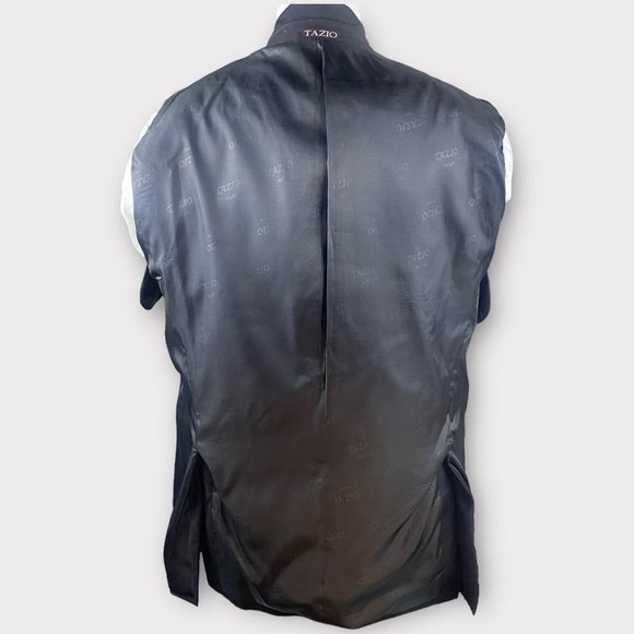 Tazio Italy Blazer Sports Coat Men's 46L Black Super 120's Wool Hand Tailored - Picture 3 of 16